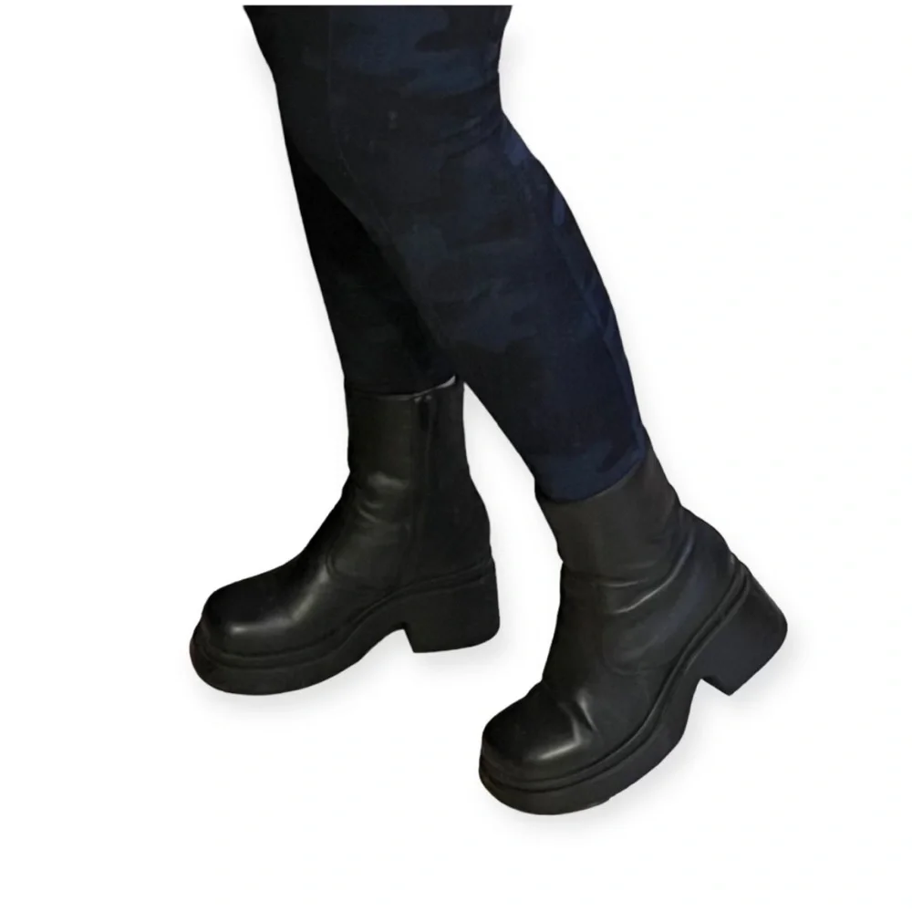 Vintage 90s Y2K SoHo Cobbler Alex Chunky Platform Leather Boots Size 8.5 - Picture 13 of 16